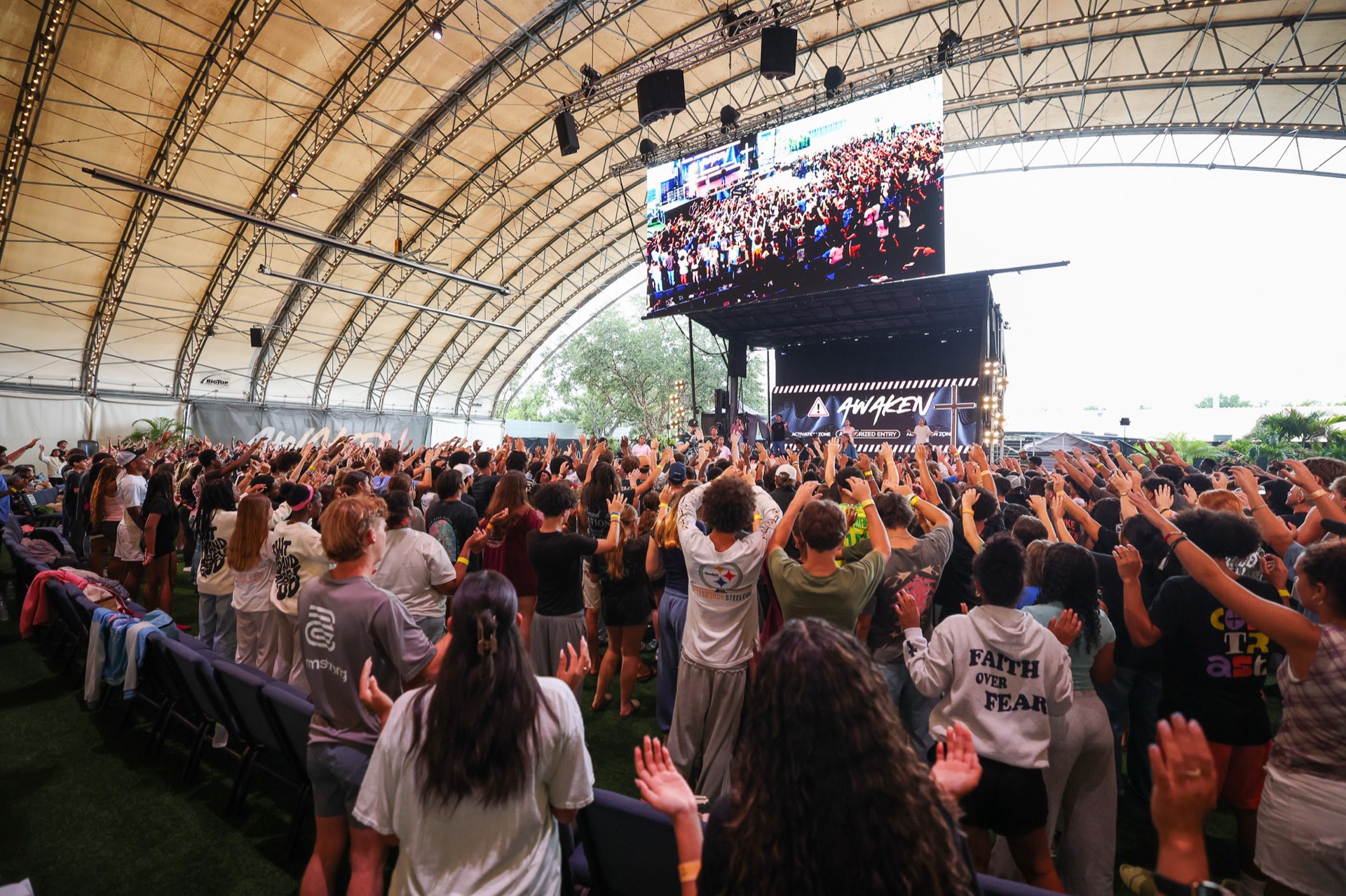 Thousands of students packed into the River Pavilion at Youth Week